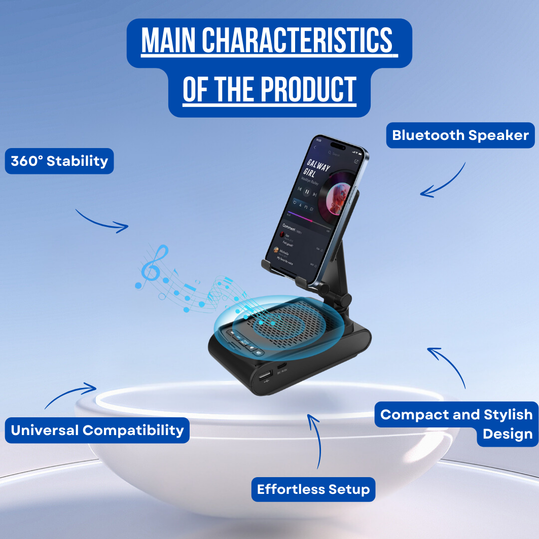 EchoDock Pro™ - Cell Phone Atand With Bluetooth Speaker
