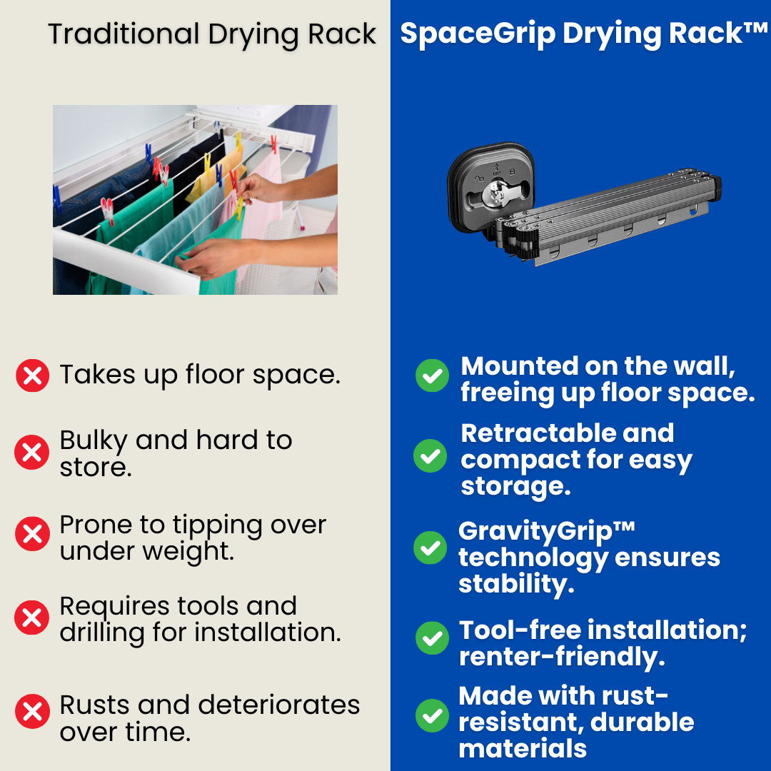 SpaceGrip Drying Rack™ - Wall-Mounted Laundry Solution