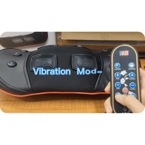 Step 2: Activation of Vibration Therapy After positioning the SpineStretch™, activate the vibration function. You can choose from six vibration modes, each offering different frequencies and intensities for personalized pain relief and muscle relaxation. As the vibration works to loosen and relax the lower back muscles, also select the desired level of heat to enhance the effects of the massage.