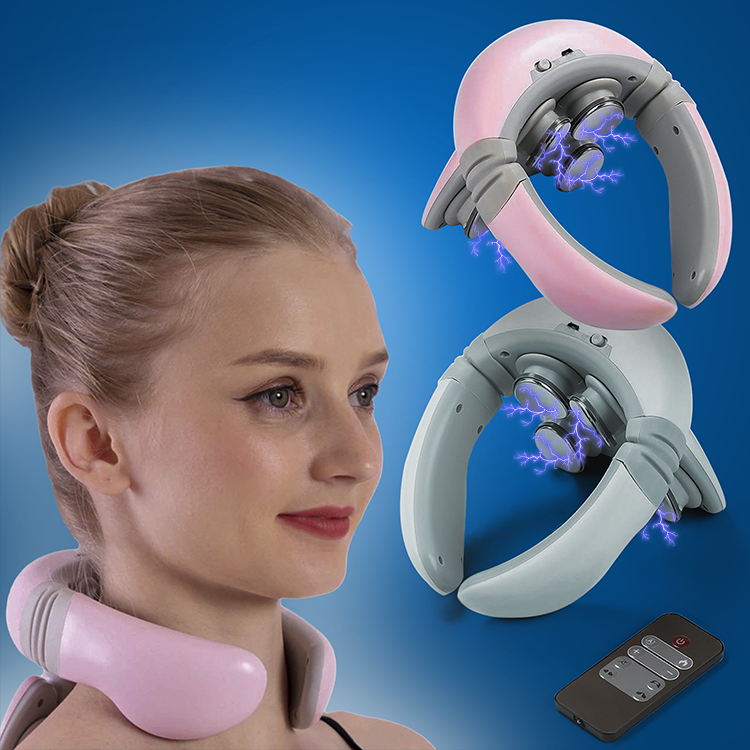 4D Smart Electric Cervical Neck Body Massager TENS Pulse Therapy Pain  Relief USB